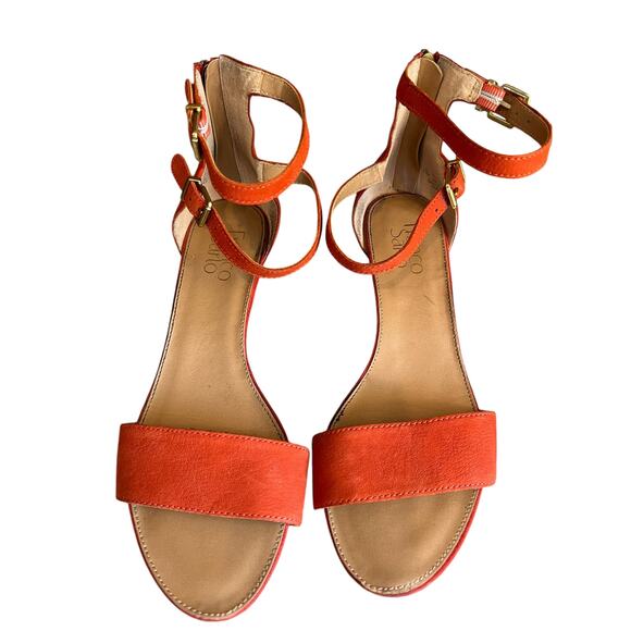 Franco Sarto Dade Low Wedge Sandals Tangerine Orange 7.5 - Picture 3 of 9